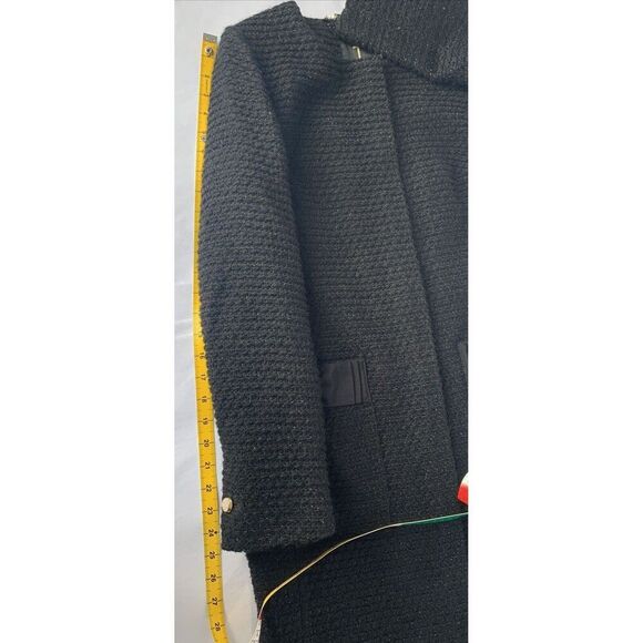 Ted Baker Womens Black Tweed Collarless Contrast Bow Pocket Coat Size 1 … - Picture 10 of 16